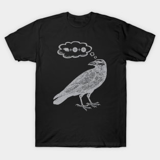 Raven Thinking of Food - Wingspan Bird Board Game (Gray) T-Shirt